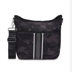 Haute Shore Camo Neoprene Crossbody Bag | Silver Stripe | Adjustable Strap